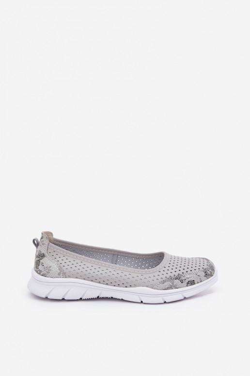 Haut Durchbrochene Ballerinas Vinceza 95323 graue Farbe Haut Durchbrochene Ballerinas Vinceza 95323 graue Farbe