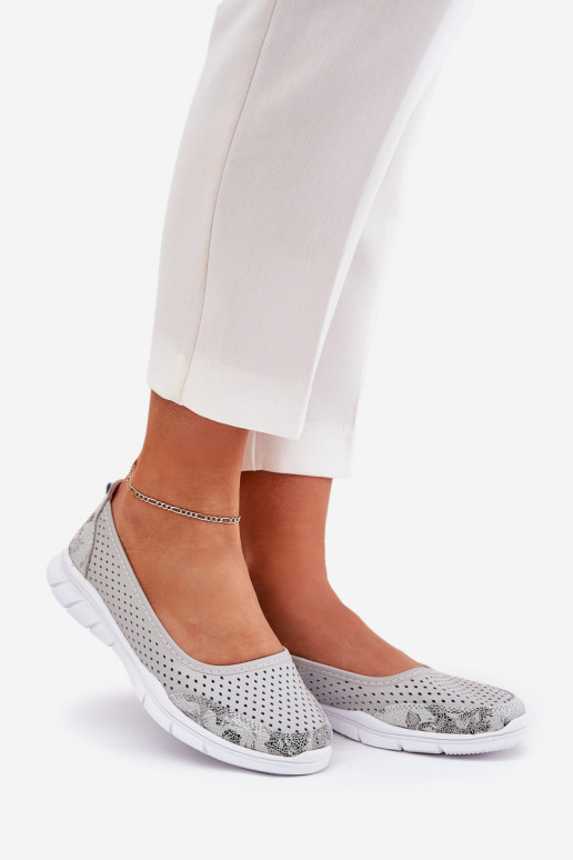 Haut Durchbrochene Ballerinas Vinceza 95323 graue Farbe Haut Durchbrochene Ballerinas Vinceza 95323 graue Farbe