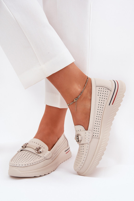 OpengeInerkte ballerinas Z Opturalnej Skóry Vinceza 95331 beige