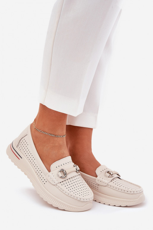 Durchbrochene Ballerinas Z Ermöglichtturalnej Skóry Vinceza 95331 Beige