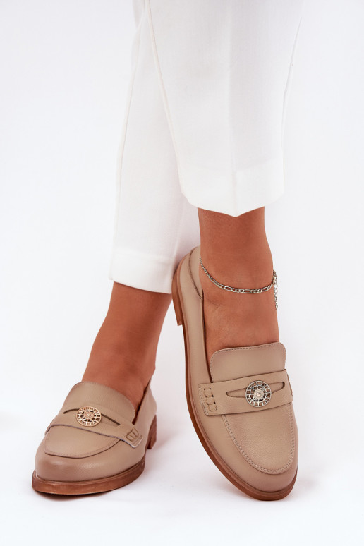 Elegante stijl dames mocassins Z Opturalnej Skóry Vinceza 18100 beige