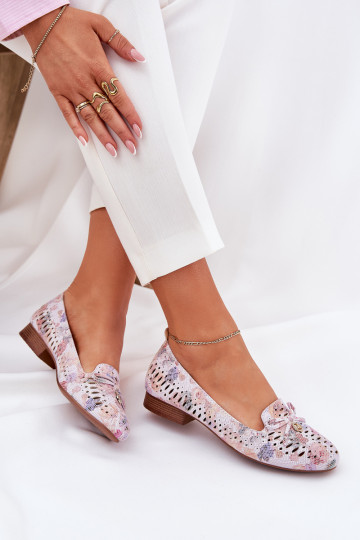 OpengeInerkte ballerinas met linten met bloemen van eco-suèdeoIne Verschillende kleuren Amepitrea