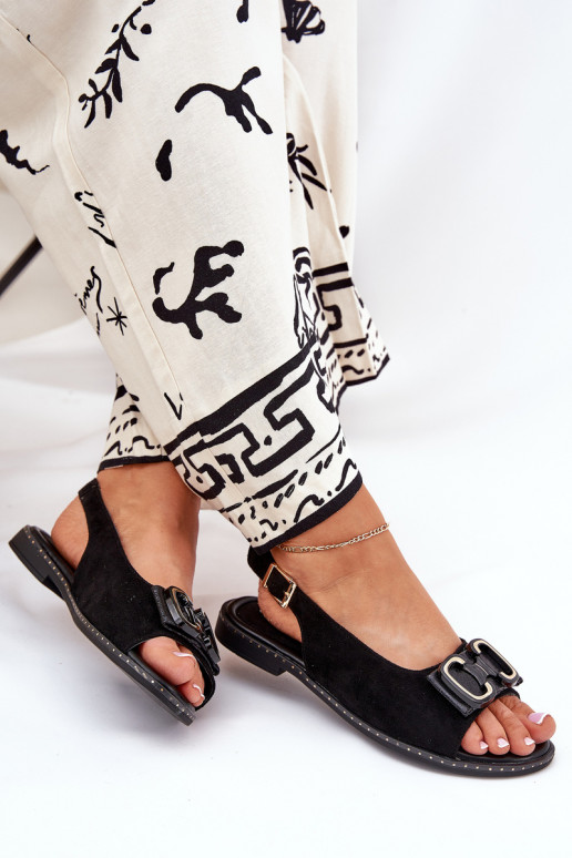 Platte sandalen met ornamenten van eco-suèdeoIne zInart Lilria