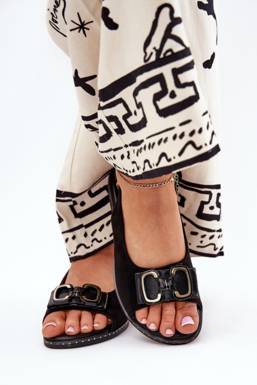 Platte sandalen met ornamenten van eco-suèdeoIne zInart Lilria