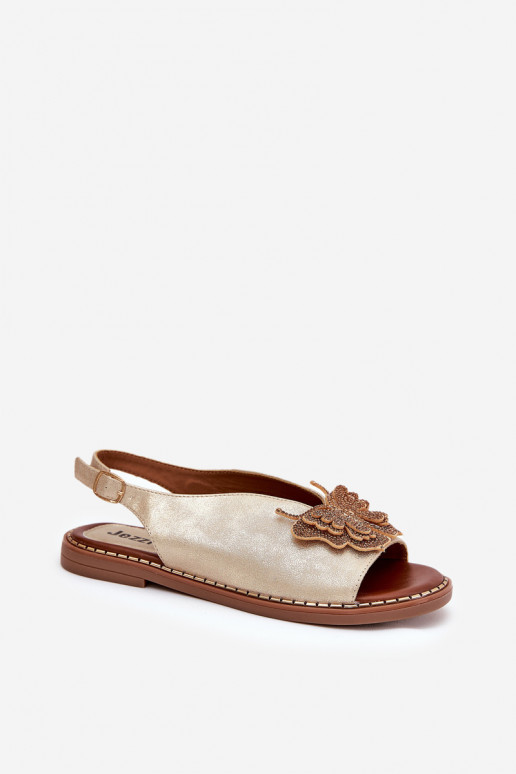 Sandales pour femmes avec des talons larges avec des ornements couleur dorée Setorina