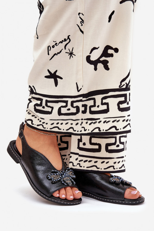 avec éclat Sandales pour femmes avec des ornements isocèle couleur noire Russona avec éclat Sandales pour femmes avec des ornements isocèle couleur noire Russona