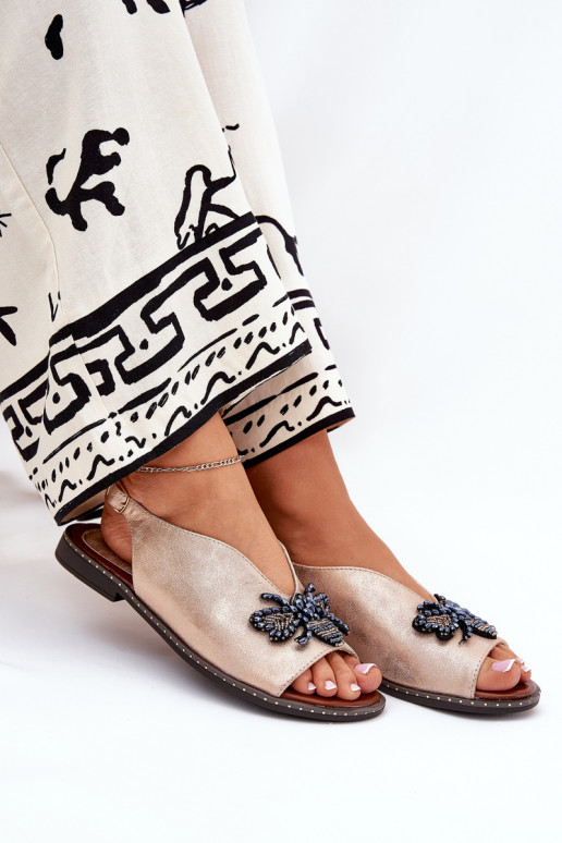 met glans Dames sandalen met ornamenten gelijk aan rosé gouden kleur Russona met glans Dames sandalen met ornamenten gelijk aan rosé gouden kleur Russona