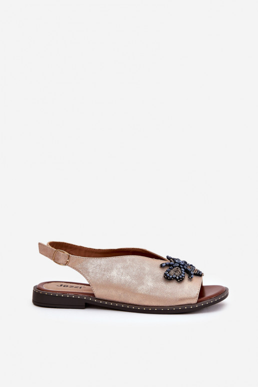 met glans Dames sandalen met ornamenten gelijk aan rosé gouden kleur Russona met glans Dames sandalen met ornamenten gelijk aan rosé gouden kleur Russona