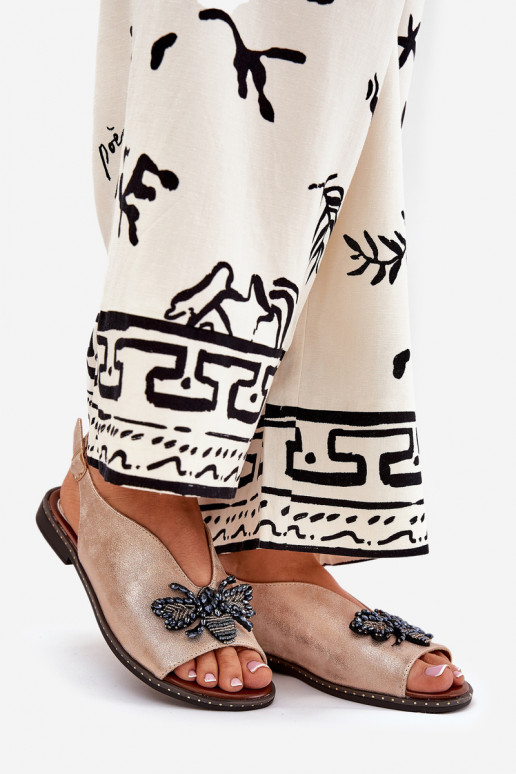 met glans Dames sandalen met ornamenten gelijk aan rosé gouden kleur Russona met glans Dames sandalen met ornamenten gelijk aan rosé gouden kleur Russona