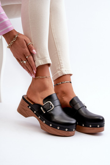 Féminin Chaussons Sabots avec boucles couleur noire Seprilla 2