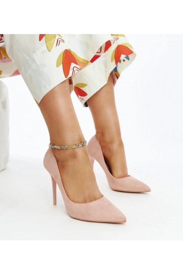Roze hakken met leren inleg... 2