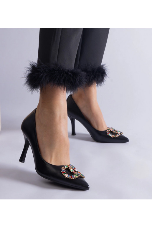 Zwarte hakken versierd met kleurrijke...