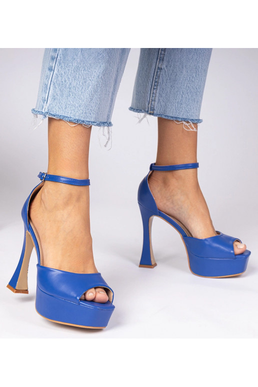 Blauwe sandalen op hoge hakken Tesli