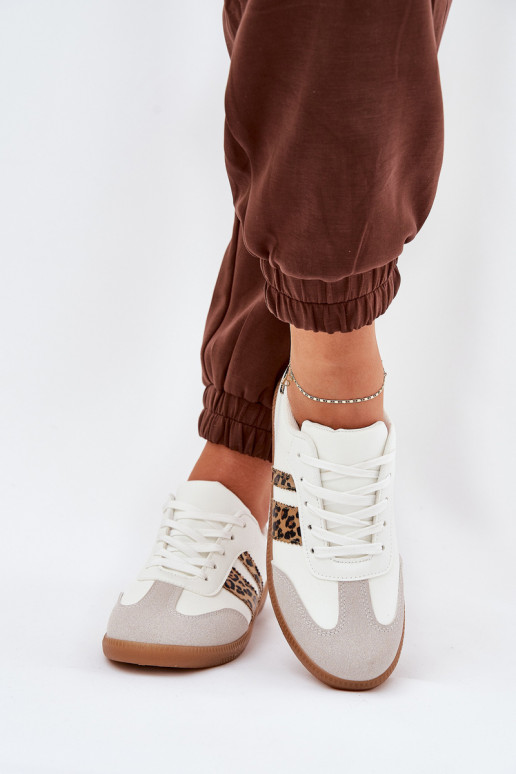 Niedrig Sneakers Stilvollllschuhe Feminin aus Öko-Leder mit Leopardenfellmuster Zueiße Farbe Nonalorin Niedrig Sneakers Stilvollllschuhe Feminin aus Öko-Leder mit Leopardenfellmuster Zueiße Farbe Nonalorin