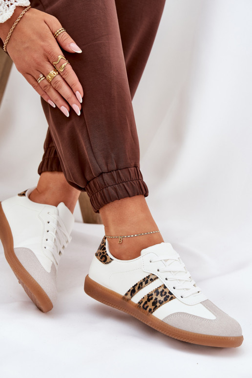 Niedrig Sneakers Stilvollllschuhe Feminin aus Öko-Leder mit Leopardenfellmuster Zueiße Farbe Nonalorin Niedrig Sneakers Stilvollllschuhe Feminin aus Öko-Leder mit Leopardenfellmuster Zueiße Farbe Nonalorin