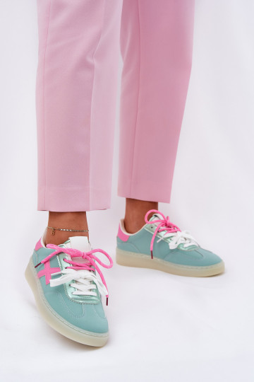 Niedrig Turnschuhe Feminin mit Leopardenfellmuster Minze -pinke Farbe Zelevelis 2
