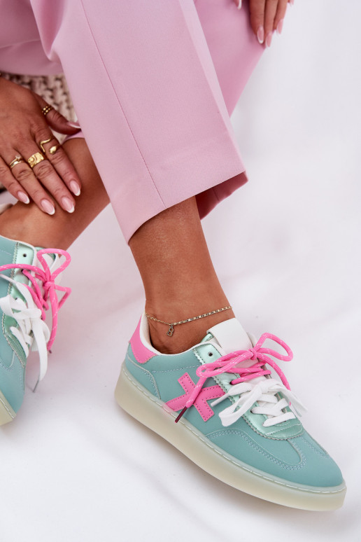 Niedrig Turnschuhe Feminin mit Leopardenfellmuster Minze -pinke Farbe Zelevelis Niedrig Turnschuhe Feminin mit Leopardenfellmuster Minze -pinke Farbe Zelevelis