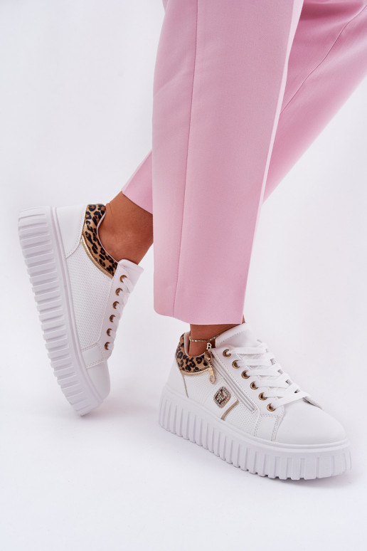 sportschoenen Dames met platform van ecoleer met luipaardbontpatronen Initte kleur Velionna sportschoenen Dames met platform van ecoleer met luipaardbontpatronen Initte kleur Velionna