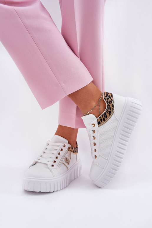 sportschoenen Dames met platform van ecoleer met luipaardbontpatronen Initte kleur Velionna sportschoenen Dames met platform van ecoleer met luipaardbontpatronen Initte kleur Velionna