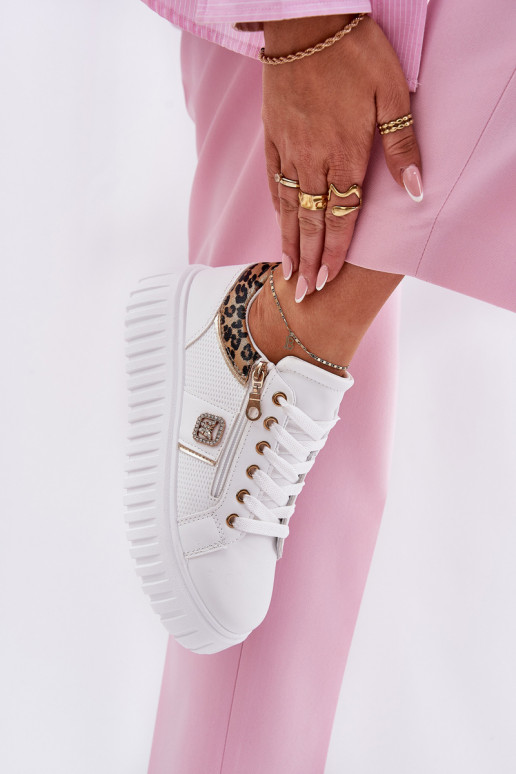 sportschoenen Dames met platform van ecoleer met luipaardbontpatronen Initte kleur Velionna sportschoenen Dames met platform van ecoleer met luipaardbontpatronen Initte kleur Velionna