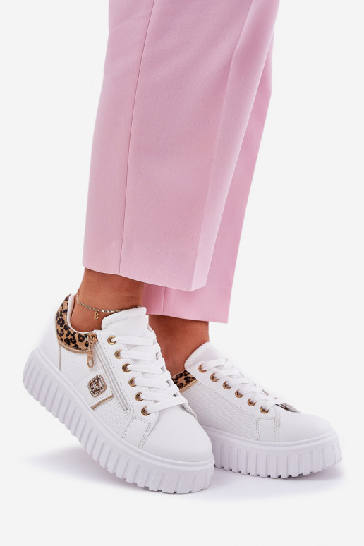 Turnschuhe Feminin mit einer Plattform aus Öko-Leder mit Leopardenfellmuster Zueiße Farbe Velionna Turnschuhe Feminin mit einer Plattform aus Öko-Leder mit Leopardenfellmuster Zueiße Farbe Velionna