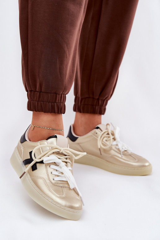 Niedrig Turnschuhe Feminin goldene Farbe Zelevelis