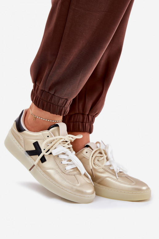 Niedrig Turnschuhe Feminin goldene Farbe Zelevelis