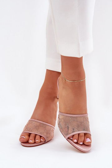 Décoré Chaussons avec des talons fins Szampańskie Ennoriel