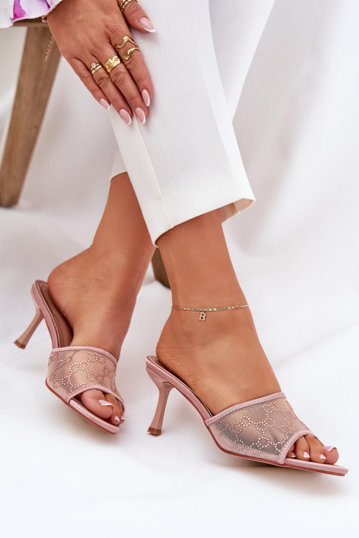 Décoré Chaussons avec des talons fins Szampańskie Ennoriel