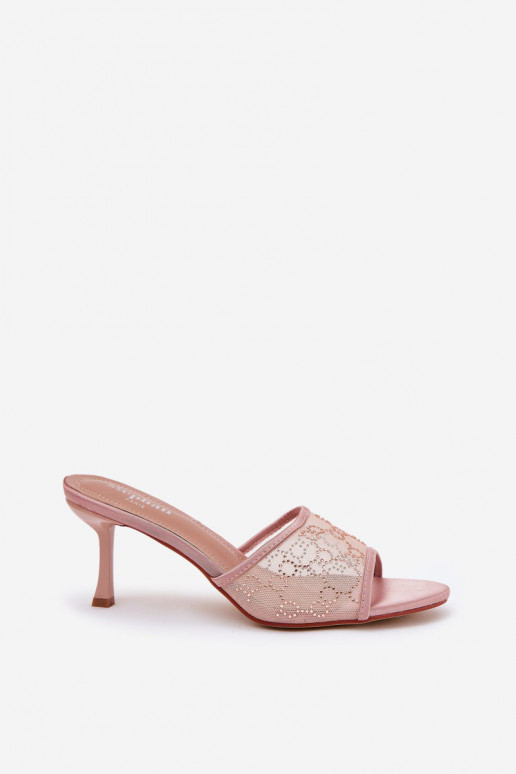 Décoré Chaussons avec des talons fins Szampańskie Ennoriel