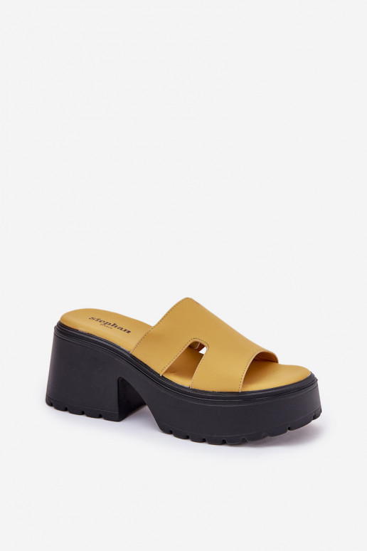 Pantoufles pour femmes avec une plateforme I Il fautssif Obcasie couleur jaune Rizana Pantoufles pour femmes avec une plateforme I Il fautssif Obcasie couleur jaune Rizana
