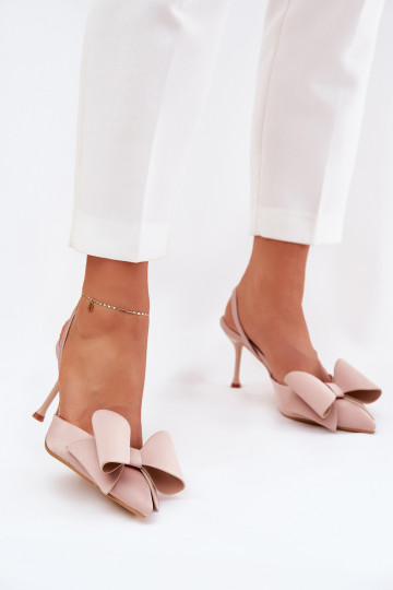 chaussures à talons hauts Z Odkrytymi Piętami I Kokardką beige Eklevia