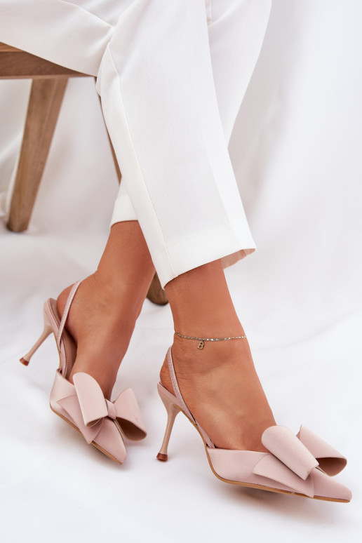 chaussures à talons hauts Z Odkrytymi Piętami I Kokardką beige Eklevia