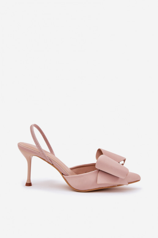 hochhackige Schuhe Z Odkrytymi Piętami I Kokardką Beige Eklevia