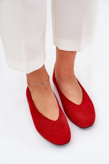 Klassische Ballerinas aus Eco-Suede in roter Ausführung Osallin