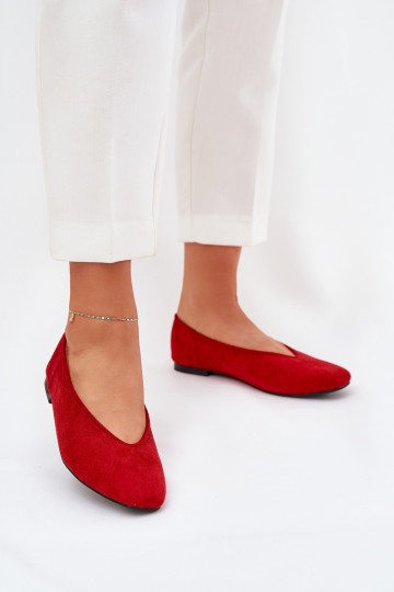 Klassische Ballerinas aus Eco-Suede in roter Ausführung Osallin 2