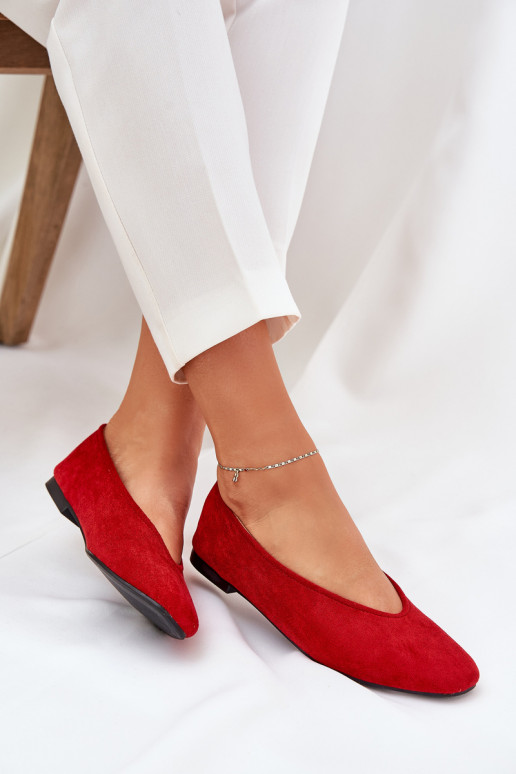 Modèle classique Ballerines Z en daim écologiqueu couleur rouge Osallin