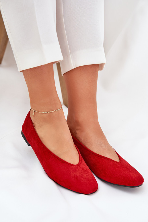 Modèle classique Ballerines Z en daim écologiqueu couleur rouge Osallin