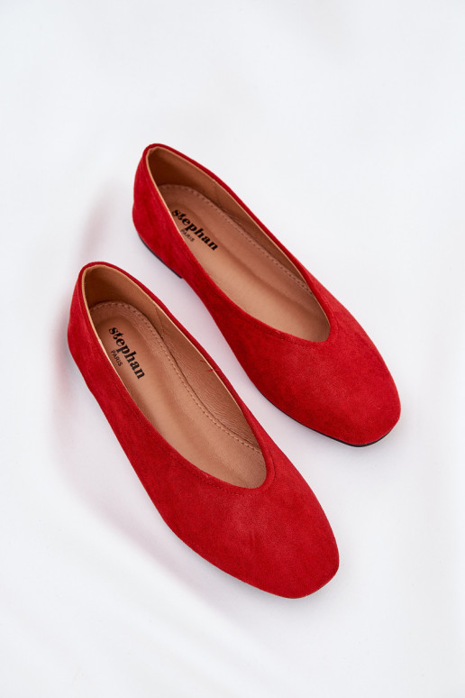 Het klassieke model Ballerinas Z van eco-suèdeu rood Osallin Het klassieke model Ballerinas Z van eco-suèdeu rood Osallin