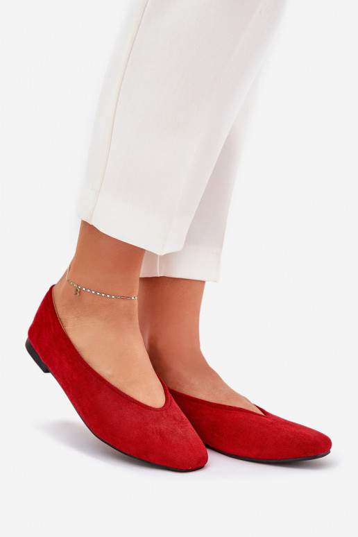 Modèle classique Ballerines Z en daim écologiqueu couleur rouge Osallin