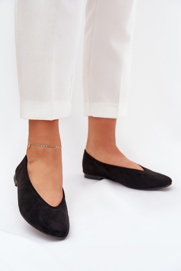 Modèle classique Ballerines Z en daim écologiqueu couleur noire Osallin