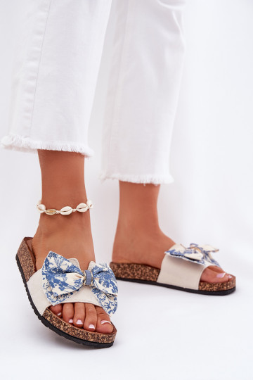 Dames Slippers met linten met platform blauIn Lisandrea