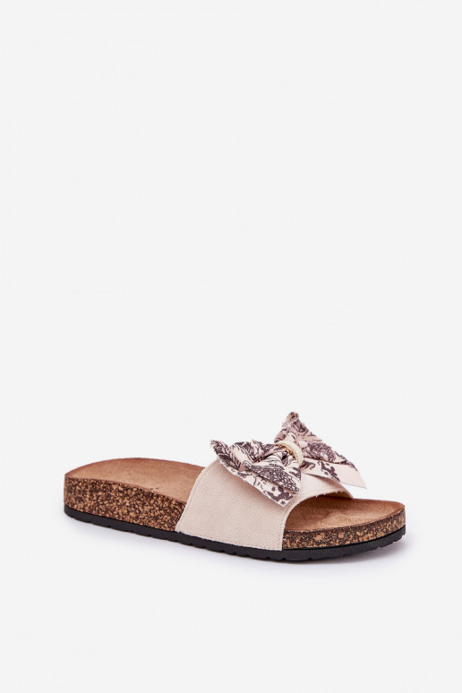 Dames Slippers met linten met platform beige Lisandrea Dames Slippers met linten met platform beige Lisandrea