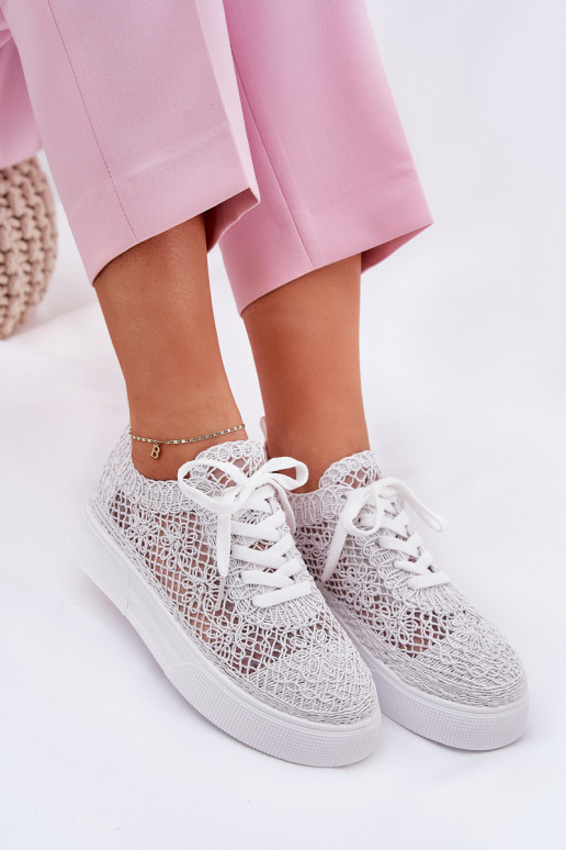 met elementen van opengeInerkt Sneakers Dames met platform Initte kleur Aranelith met elementen van opengeInerkt Sneakers Dames met platform Initte kleur Aranelith