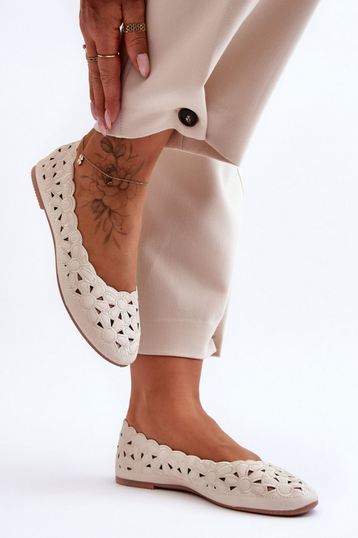 Glanzende opengeInerkte schoenen beige Visionary