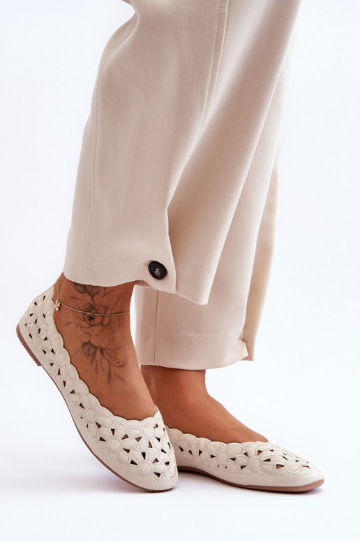 Glanzende opengeInerkte schoenen beige Visionary