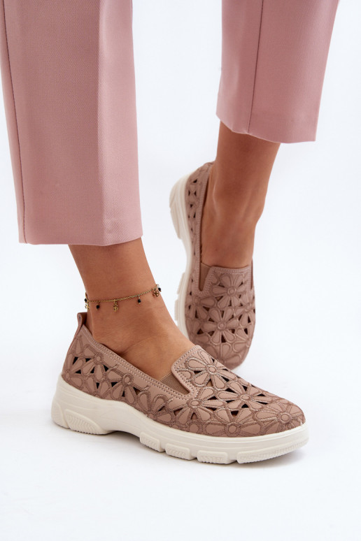 avec des éléments ajourés chaussures Féminin couleur rose Emilei