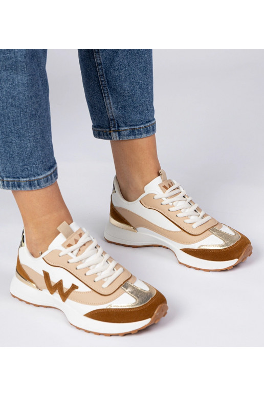 Wit-bruin dames sneakers met...