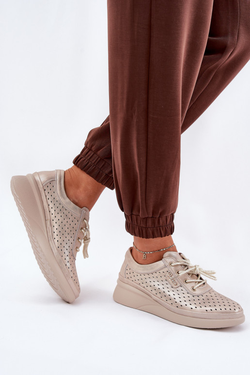 Baskets en cuir pour femme Style sportif chaussures couleur dorée Brumia Baskets en cuir pour femme Style sportif chaussures couleur dorée Brumia