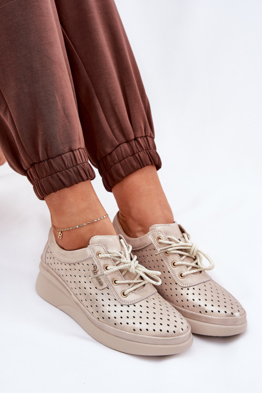 Baskets en cuir pour femme Style sportif chaussures couleur dorée Brumia Baskets en cuir pour femme Style sportif chaussures couleur dorée Brumia